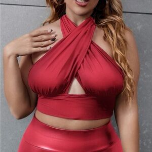 Plus Crossover Halter Top